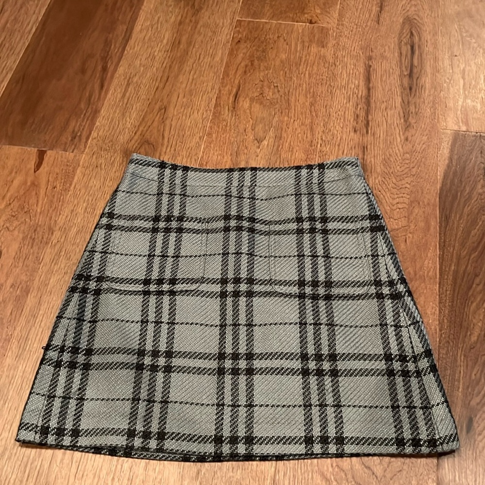 J Crew Grey Plaid Skirt